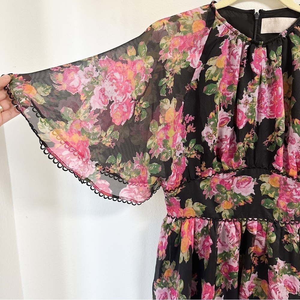 Keepsake the label black floral flowy mini dress - Picture 2 of 6